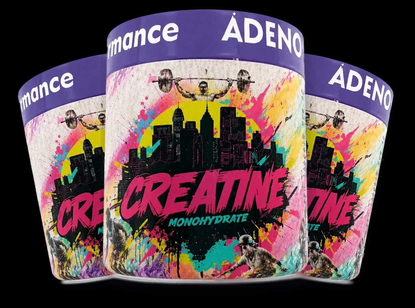 Combo Creatina Monohidratada Pura ADENO Performance — 3 potes de 300g